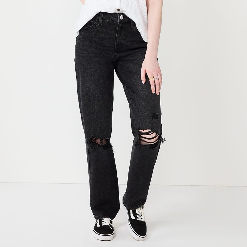 SO Juniors High-Rise '90s Straight Ripped Jeans-Juniors-Size 11 (30 Waist)